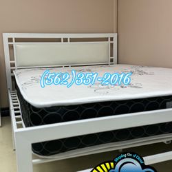 Full Size Metal Bed Frame With Mattress Deluxe 
