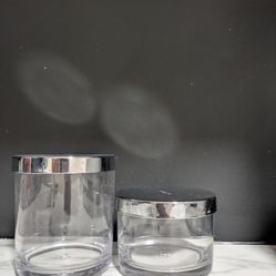 Clear acrylic Canisters with Silver Lids - Set of 2