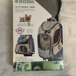 Sherpa Pet Backpack Carrier Airline Approved 2 in 1 Gray Mesh Panels Adjustable