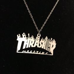 Thin Chain Link Necklace with Thrasher Pendant/ New paparazzi fashion drip jewelry 2020/ We Ship Fast!