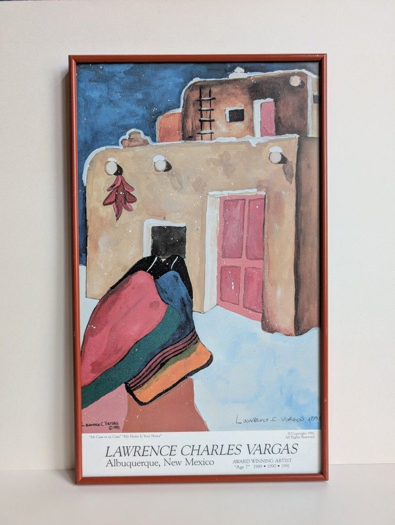 Vtg Lawrence Charles Vargas Signed Southwest Art 1992 "My Home is Your Home" 19"