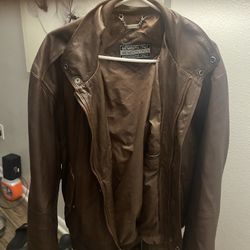 Brown Size 44 OR LARGE Genuine Leather Men’s Jacket 