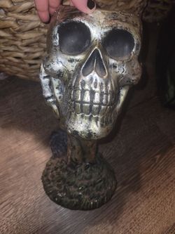 Decorative Resin Skull Statue on Base