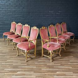 Set of 8x French Style Painted & Carved Wood Dining Chairs, c.1950’s
- Delivery Available
