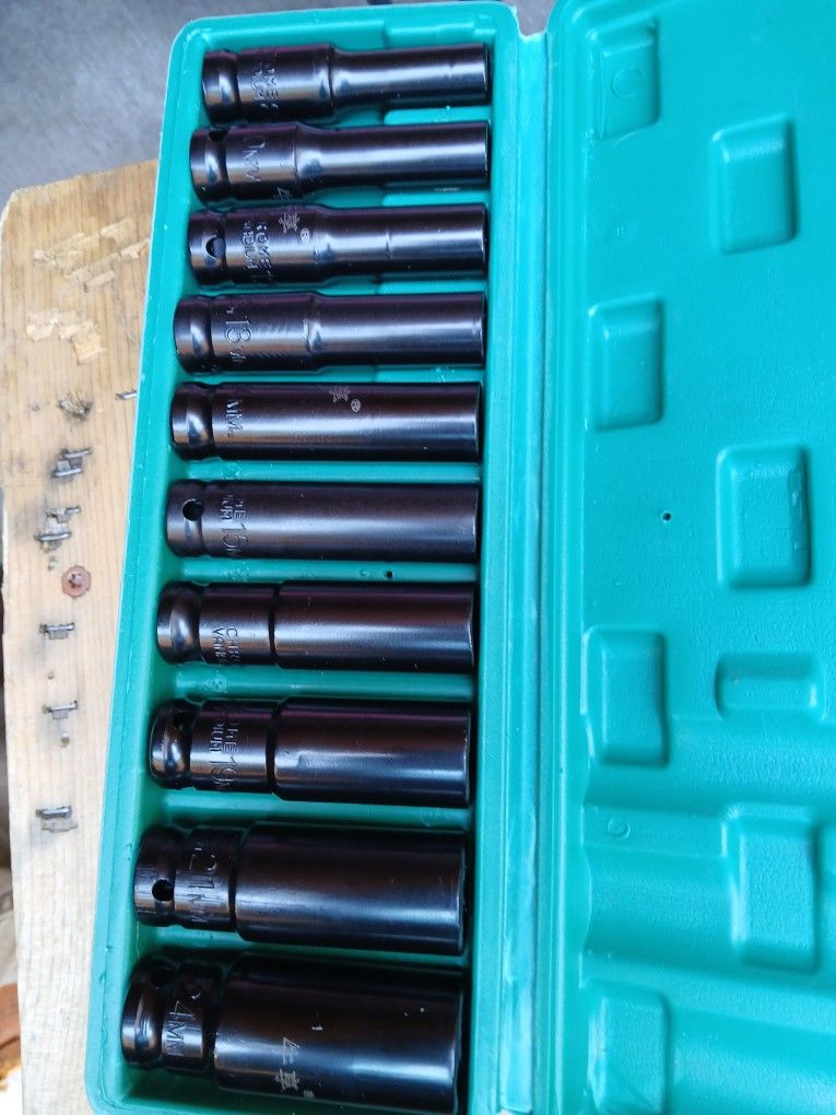 10 PC 8-24 1/2 Inch Drive Deep Impact Socket Heavy Metric