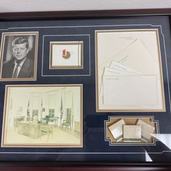 JFK White House Plaque And Picture And Cigarette Framed 