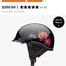 Harley Davidson Women's Busby Half Helmet w/ Roses