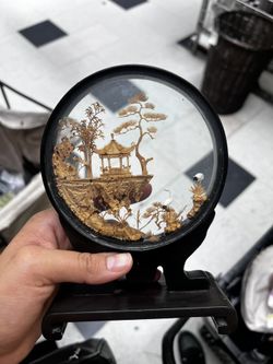 Vintage Chinese Cork Wood Carved Country Landscape Sculpture Home Office Artwork