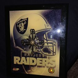NFL Memorabilia (RAIDERS)...!!!!.. old School Clock , Everything Works ..fine! All the Mechanisms Work From The Levers And Spindells In Front To Back 