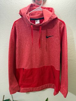 Nike Therma Fit Hoodie Mens Size XL Red Two Tone Training Fleece Pullover Sweatshirt Swoosh