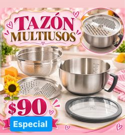 Especial Solo $90.00 Tazón Multiusos Raya Grueso Delgado Guarda Comidas Acero Inoxidable Princess House Ventas Finales