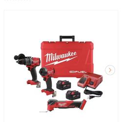 Milwaukee 18V Brushless Cordless Hammer Drill and Impact Driver Kit with Multi Tool