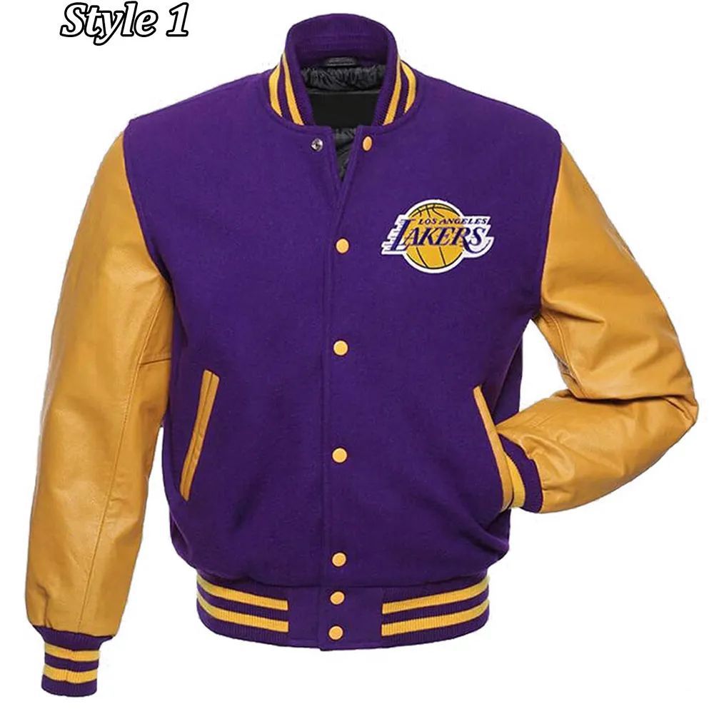NBA Los Angeles Lakers Letterman Purple and Yellow Jacket