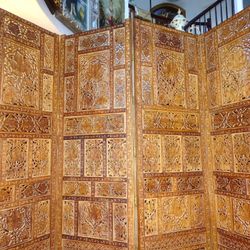 Hand Carved Mahogany Screen 