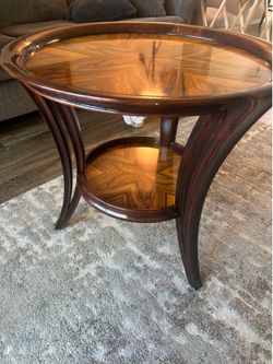 Theodore Alexander Art Nouveau Round wood side table