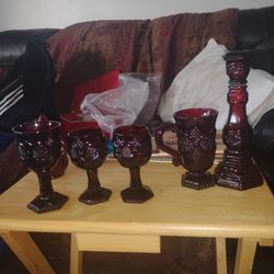 1970s Avon Ruby Red Glass Set