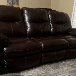 Set of Ashley Furniture Durablend Recliner Couches 