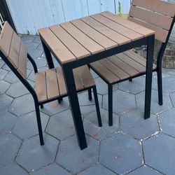 Two seater Patio Dining Set - Faux Teak Square