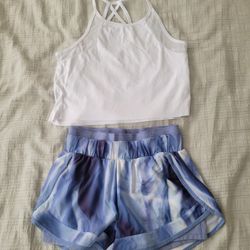 Set Of 2 White Top S and Sweaty Betty Shorts XS 