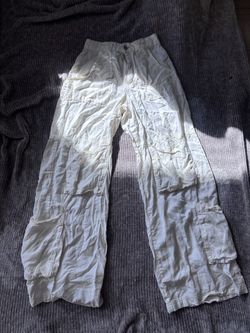 Forever 21 White Wide-Leg Cargo Pants