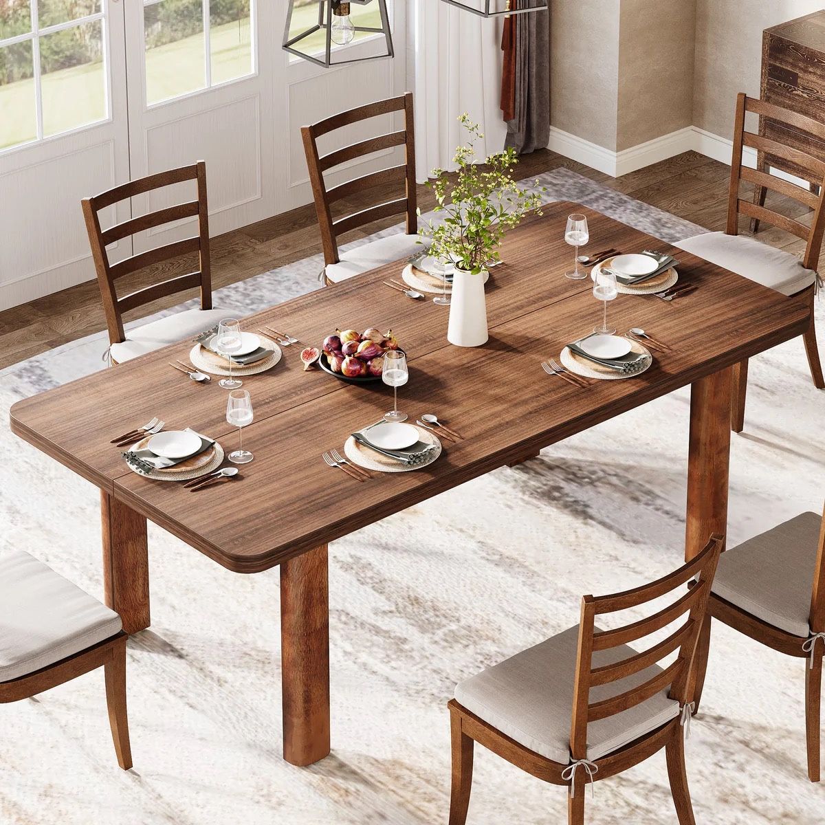 R-ectan-gular D-—Tables > 63-Inch D-ining T-able, W-ood F-armh-ouse K-itchen T—able For 4-6