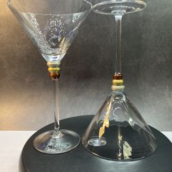 Set Of (2) Beautiful Southern Living at Home, Luminous Martini Glasses. 8 1/4” tall. 
