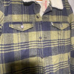 Levi’s Levis Mens Trucker Large Sherpa Jacket Plaid Western Jeans Jean XL Extra Large New NWT Large 