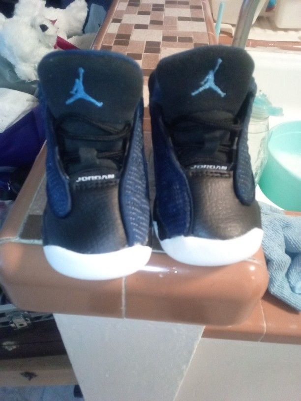 Toddlers Nike Air Jordans 13 Brave Black And Blue