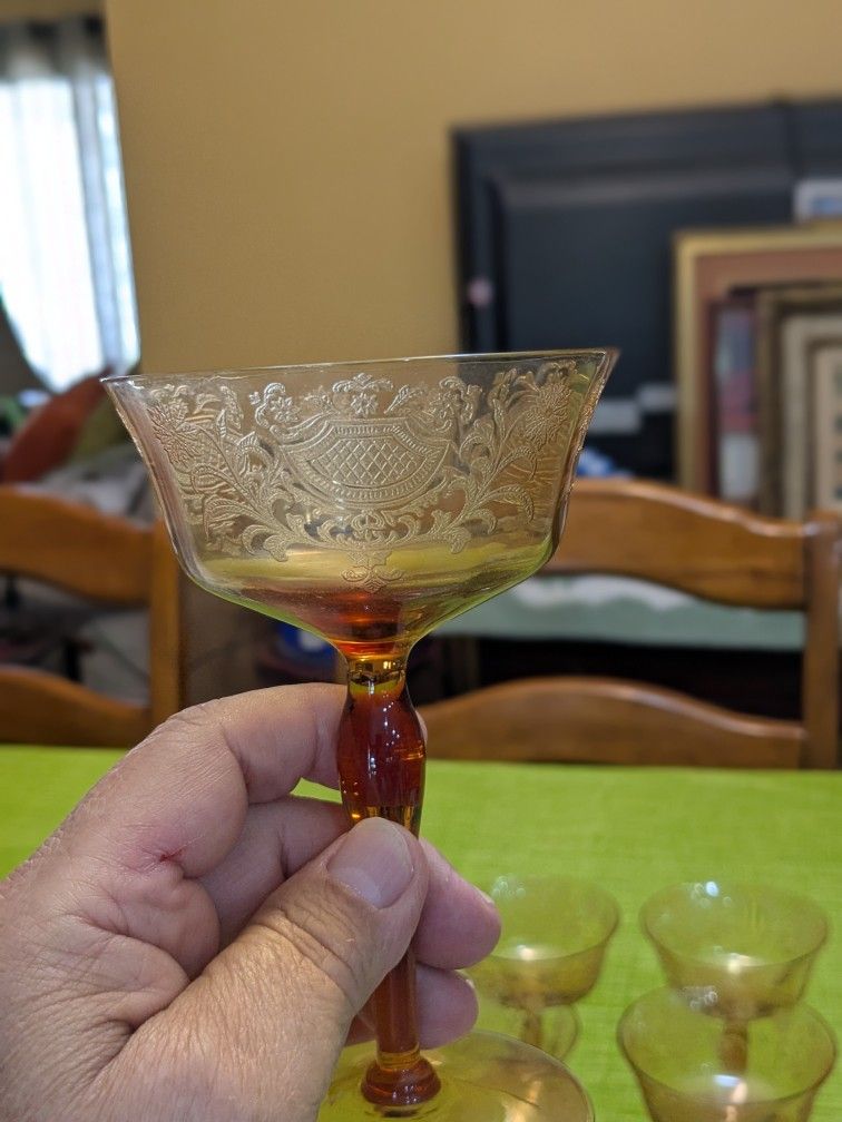 vintage tall Amber Sherbet Glass