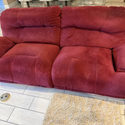 2 Red Microfiber Suede Electric Couches