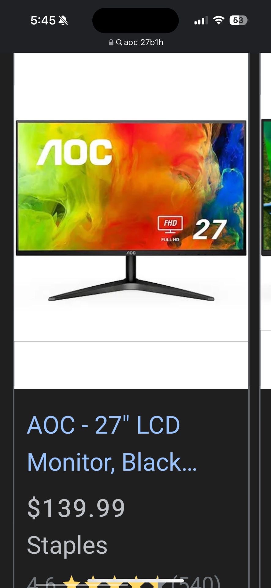AOC 27 Inch 1080p Monitor