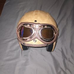Very Very Sweet Boss Leather Original Helmet With Goggles