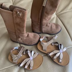 Lot of 2 Shoes ( Boots+sandals)girls Sz 5/21