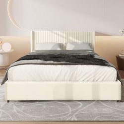 🔥Brand new in Box🔥Queen-size platform bed frame, wingback storage bed, queen-size velvet upholstered platform bed with tightly quilted and modern de