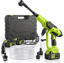 Cordless Pressure Washer, 1450 PSI Portable Handheld Power Washer with 6-in-1 Nozzle, 2 x 4.0Ah Batteries & Charger, for Cars/Fences/Driveways/Homes/P