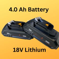 New, Two-Pack of 4.0 Ah 18V Lithium Replacement Batteries for Makita