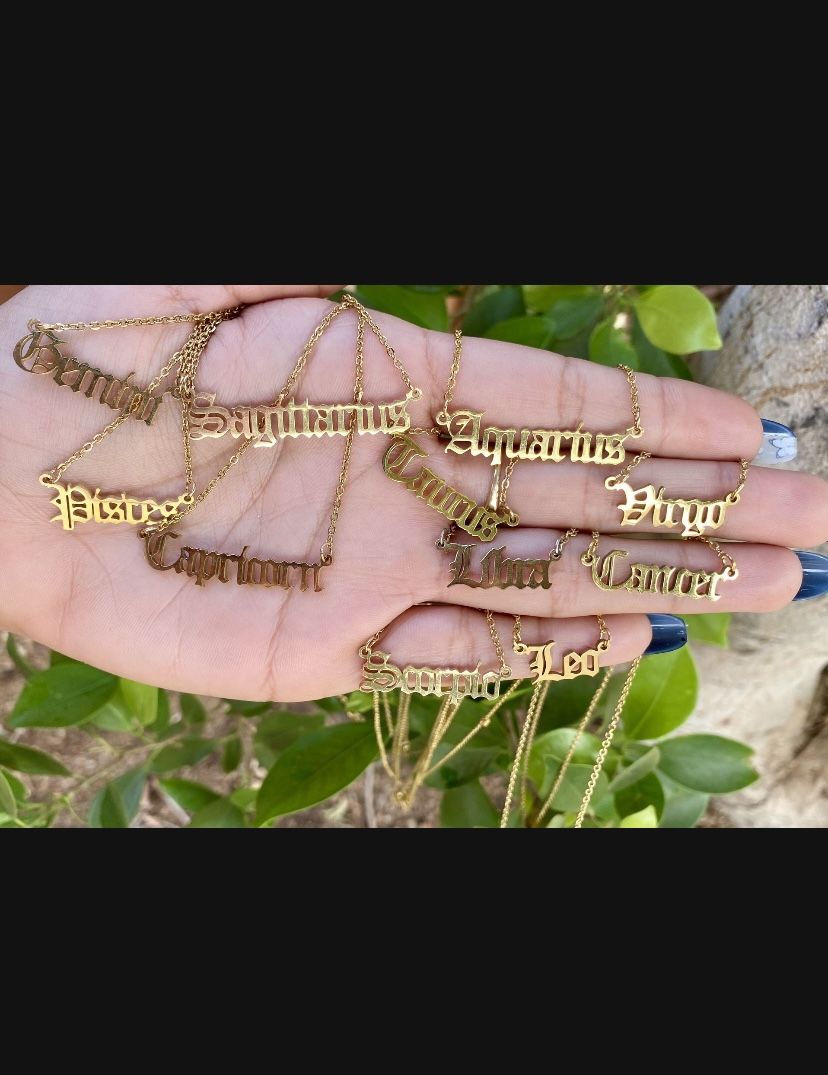 Zodiac Sign Gold Necklace