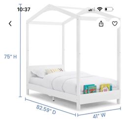 White Wood House Canopy Twin Bed Frame