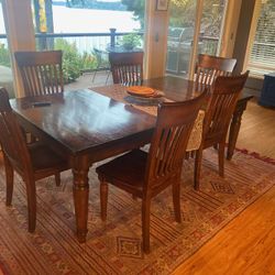 Solid Wood Dining Table With 7 Chairs