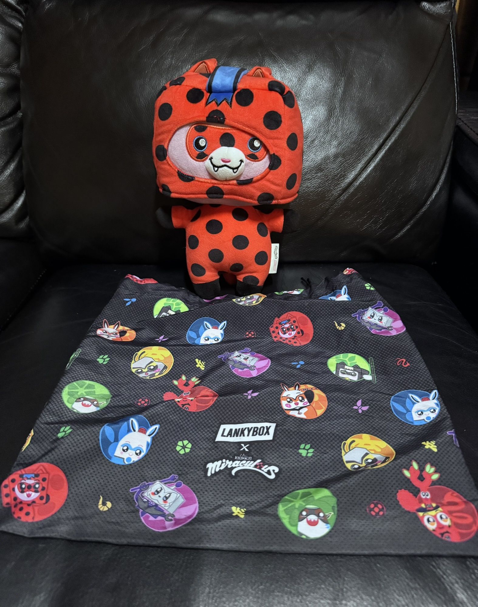 Lankybox Miraculous Foxy x Ladybug 11” inch Plush With Bag doll Toy Cartoon stuf