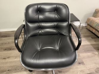 Knoll Pollock Executive Chair Midcentury Modern Black Leather DWR MCM