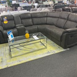 Amazing Deal👍Beautiful Grey Sofa Sectional Furniture With 3X Recliners On Sale Only $1199✅