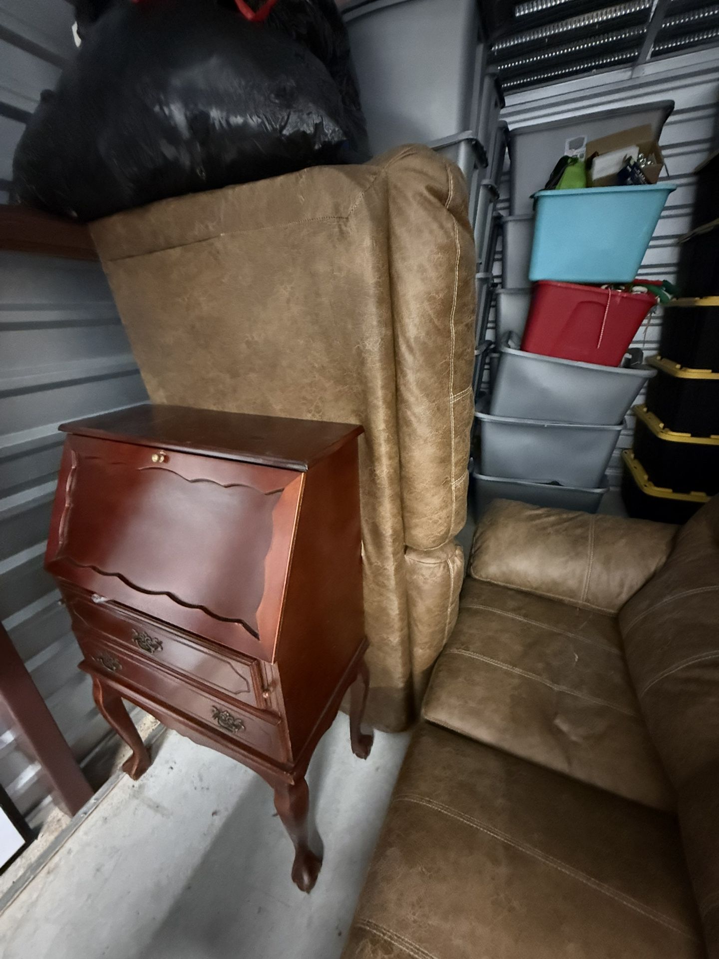 Leather Sofa And Love Seat With Antique Security’s Desk