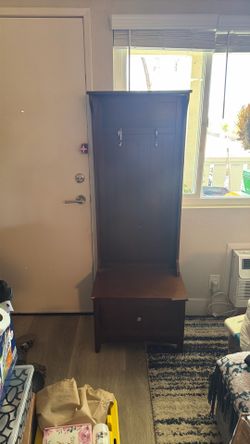 Solid Wood Hall Tree with Bench & Drawer