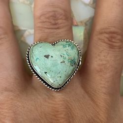 925 Sterling Silver Turquoise Chrysocolla Gemstone Ring 8.5