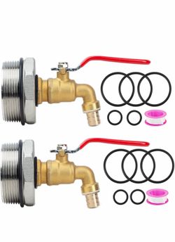 2" Water Drum Faucet 3/4 inch Outlet Brass Barrel Faucet with EPDM Gasket for 55 Gallon Drum(2 Pack)