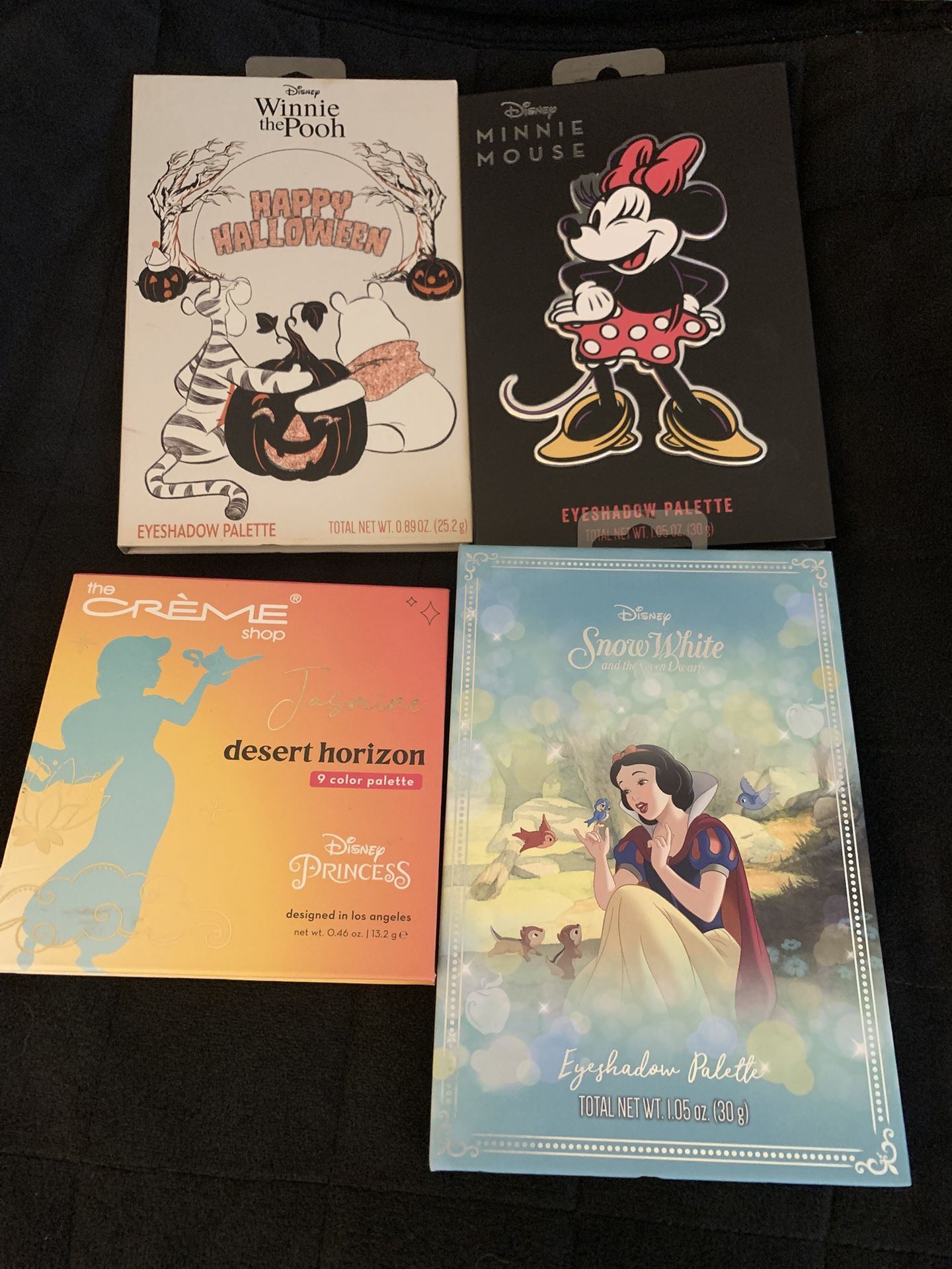 Lot Of 4 Disney Eyeshadow Makeup Palettes Minnie Mouse, Jasmine, Snow White, Winnie The Pooh All Brand New 