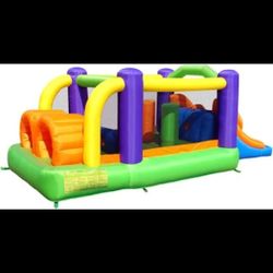 Inflatable Obstacle Pro-Racer Bounce House w/ Double Slide + Blower — Like New!