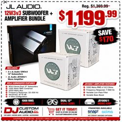 JL Audio W3 Series Bass System JD1000/1 Mono Subwoofer Amplifier 12W3v3 12" Subwoofers 2000 Watt Package 🚨 Payment Options Available 🚨 No Credit Nee