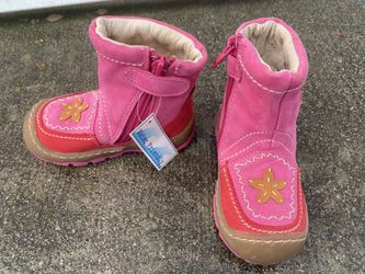 New All-leather ‘Jumping Jacks’ Ankle-high Dressy Boots For 1T-2T Girl, Size 6W
